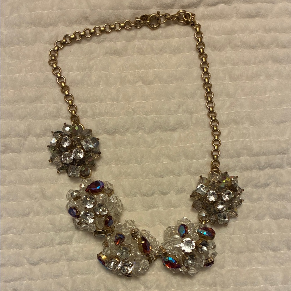 J. Crew Gold Necklace with Crystal Accents